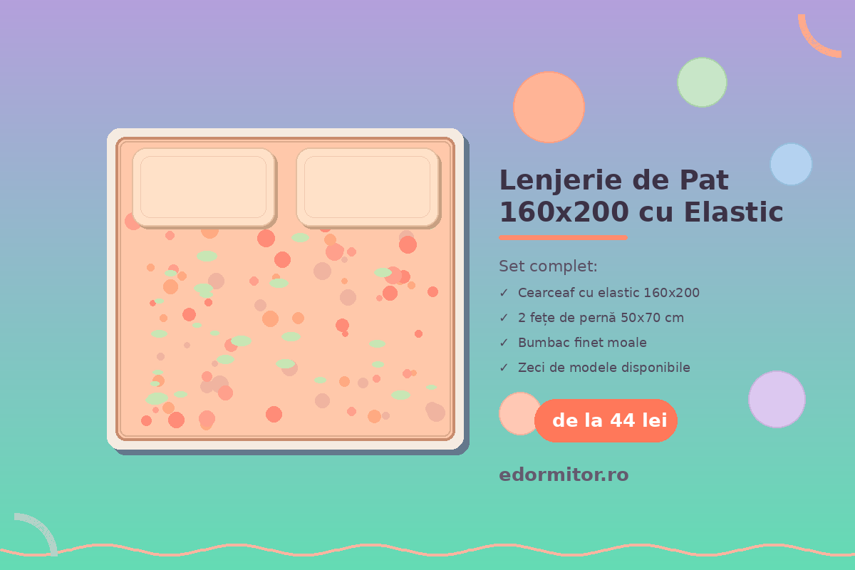 Lenjerie de Pat 160x200 cu Elastic: Set Complet Cearceaf și Fețe de Pernă din Bumbac Finet