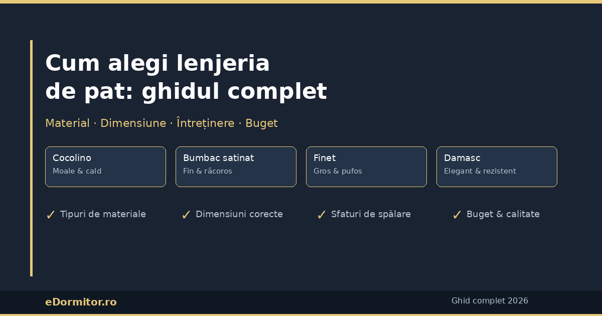 Cum alegi lenjeria de pat: ghidul complet 2026 | eDormitor